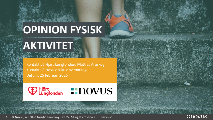 Novusrapport 2025: Folkhälsomyndigheten Opinion fysisk aktivitet