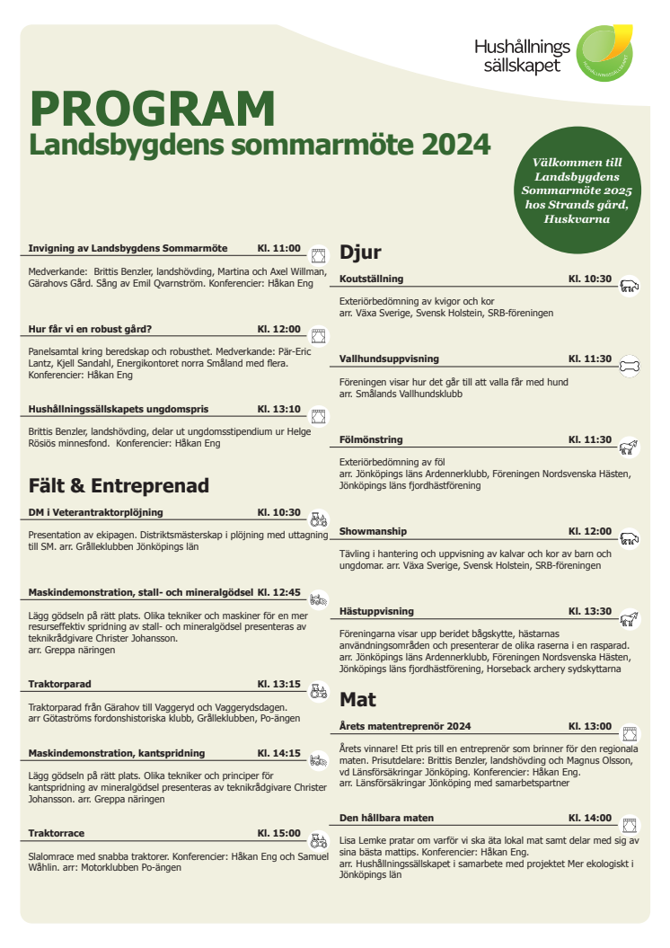 Program Landsbygdens Sommarmöte 2024