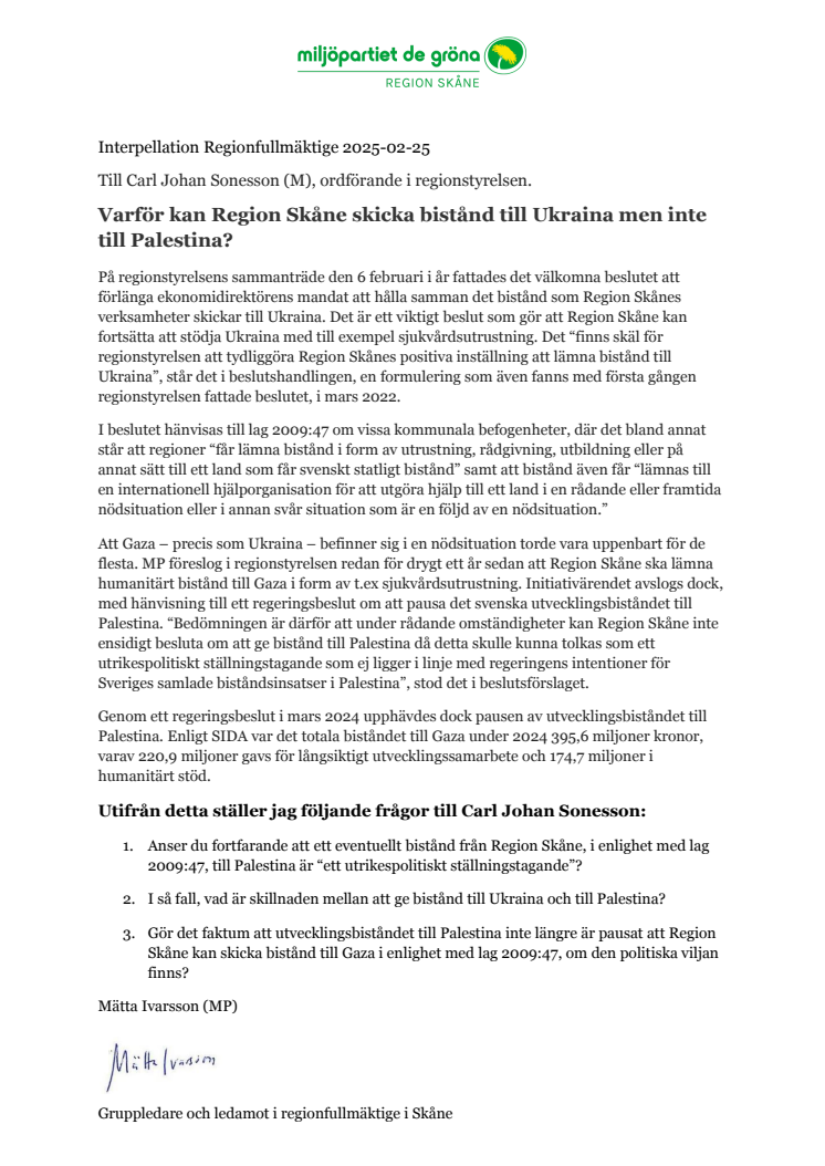 Interpellation 7 Varför kan Region Skåne skicka bistånd till Ukraina men inte till Palestina .pdf