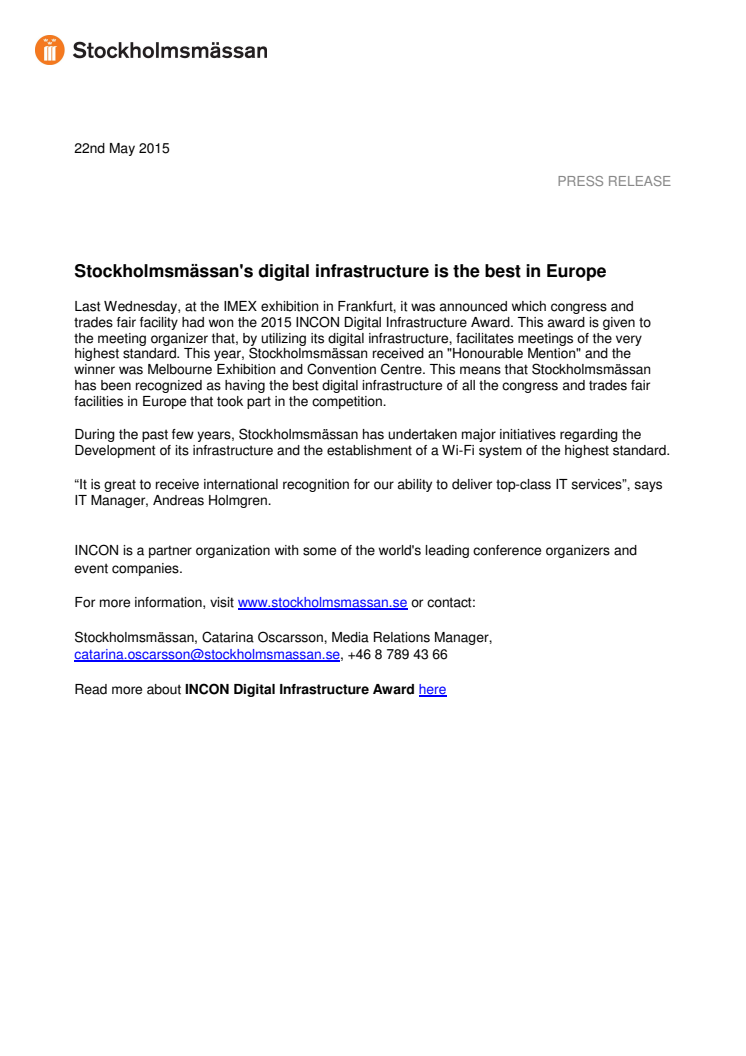 Stockholmsmässan's digital infrastructure is the best in Europe