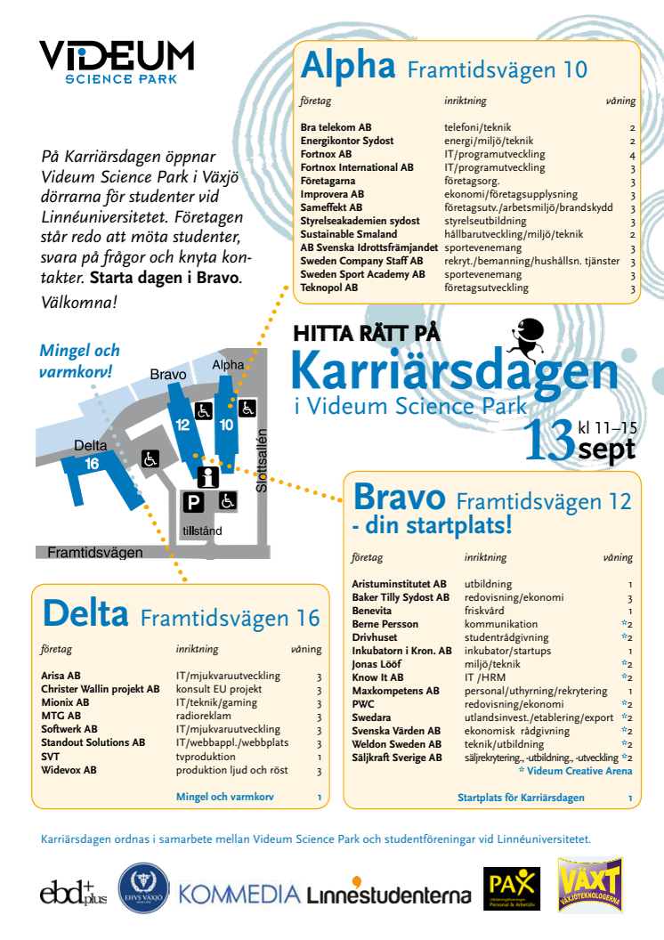 Karta för Karriärsdagen 13 september 2011