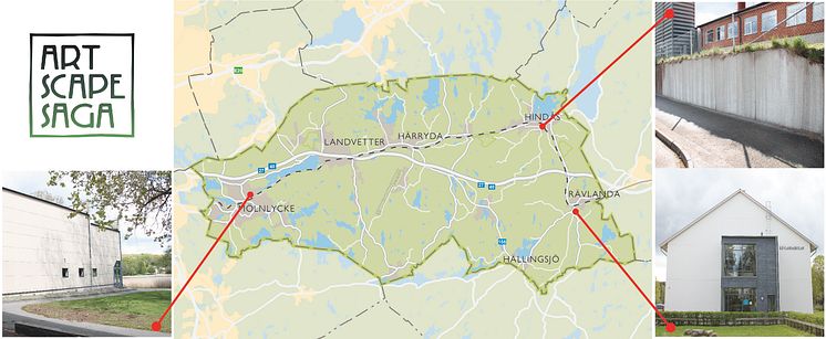 Karta över muralmålningarnas placering i Härryda kommun