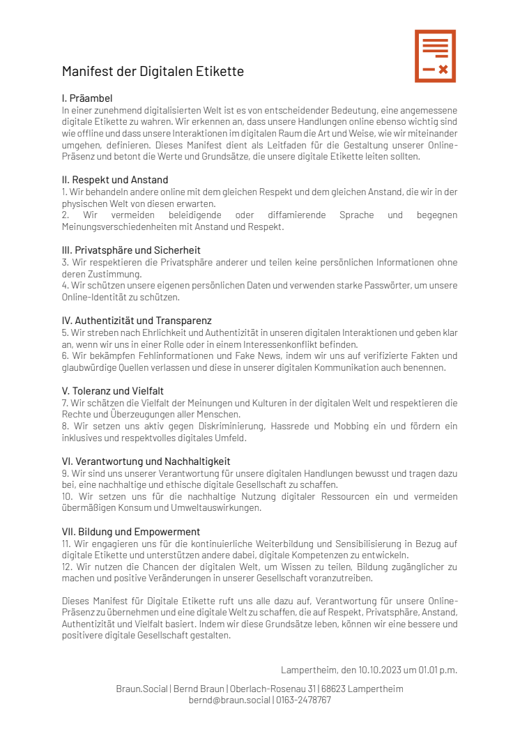 Manifest der Digitalen Etiquette