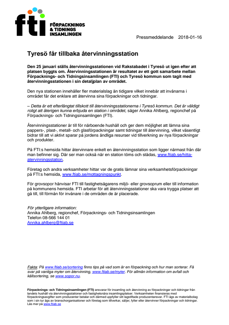 Tyresö får tillbaka återvinningsstation