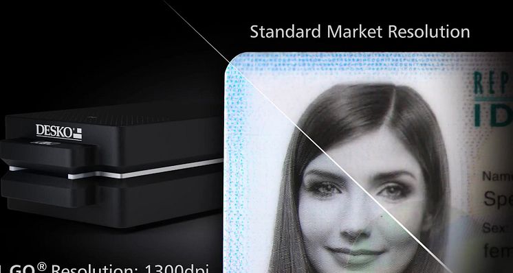 The DESKO ID-1 GO is the first dual side ID1 scanner that delivers forensic lab quality with an image resolution of 1,300 dpi to your desktop ... and bad luck to forgers.