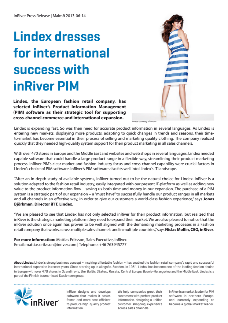Lindex dresses for international success with inRiver PIM