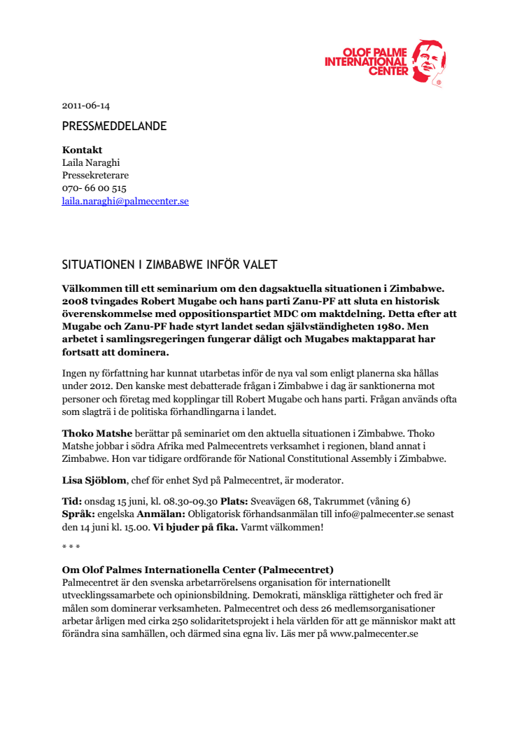 Situationen i Zimbabwe inför valet