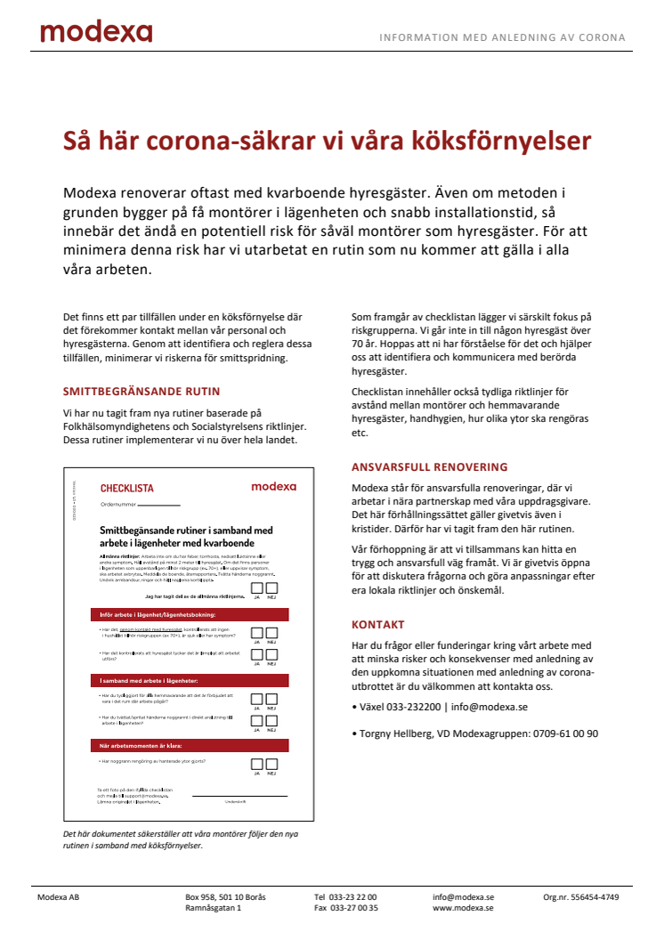 Så här corona-säkrar Modexa köksförnyelser