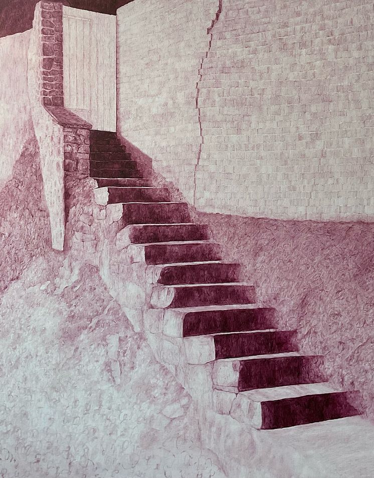 Maria Hall, Trappan i Montigny-sur-Loing. Olja på duk, 150x134 cm.
