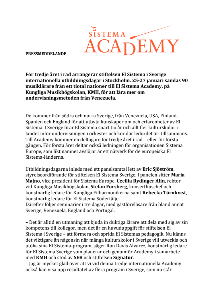 El Sistema Academy – tredje upplagan