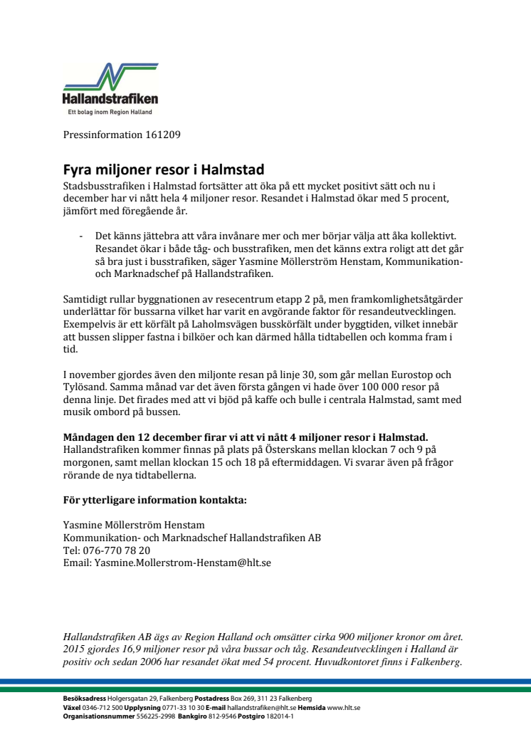 Fyra miljoner resor i Halmstad