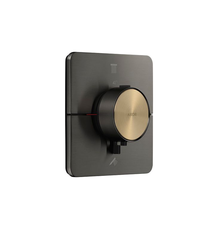 AXOR ShowerSelect ID, softsquare, borstad svart krom med inlägg i borstad brons