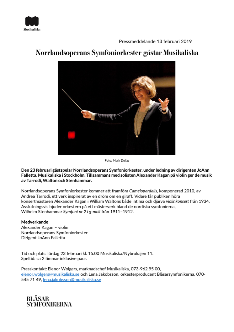 Norrlandsoperans Symfoniorkester gästar Musikaliska
