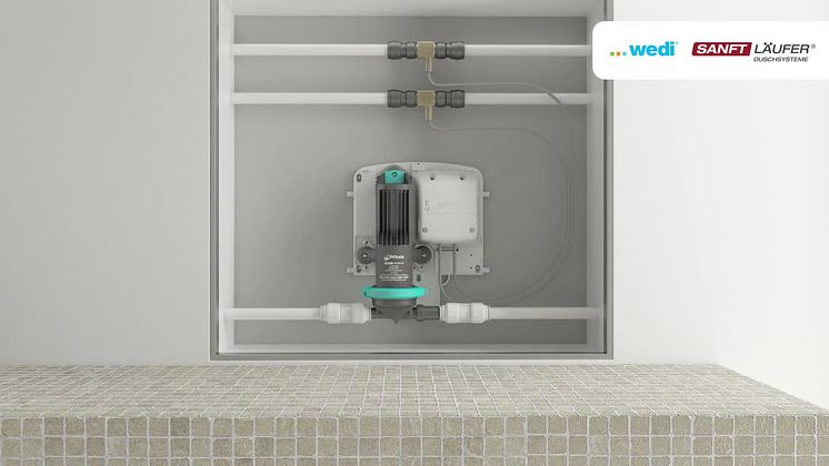 SANFTLÄUFER Pumpenentwässerung mit wedi Fundo Plano Duschelement durch Adapter