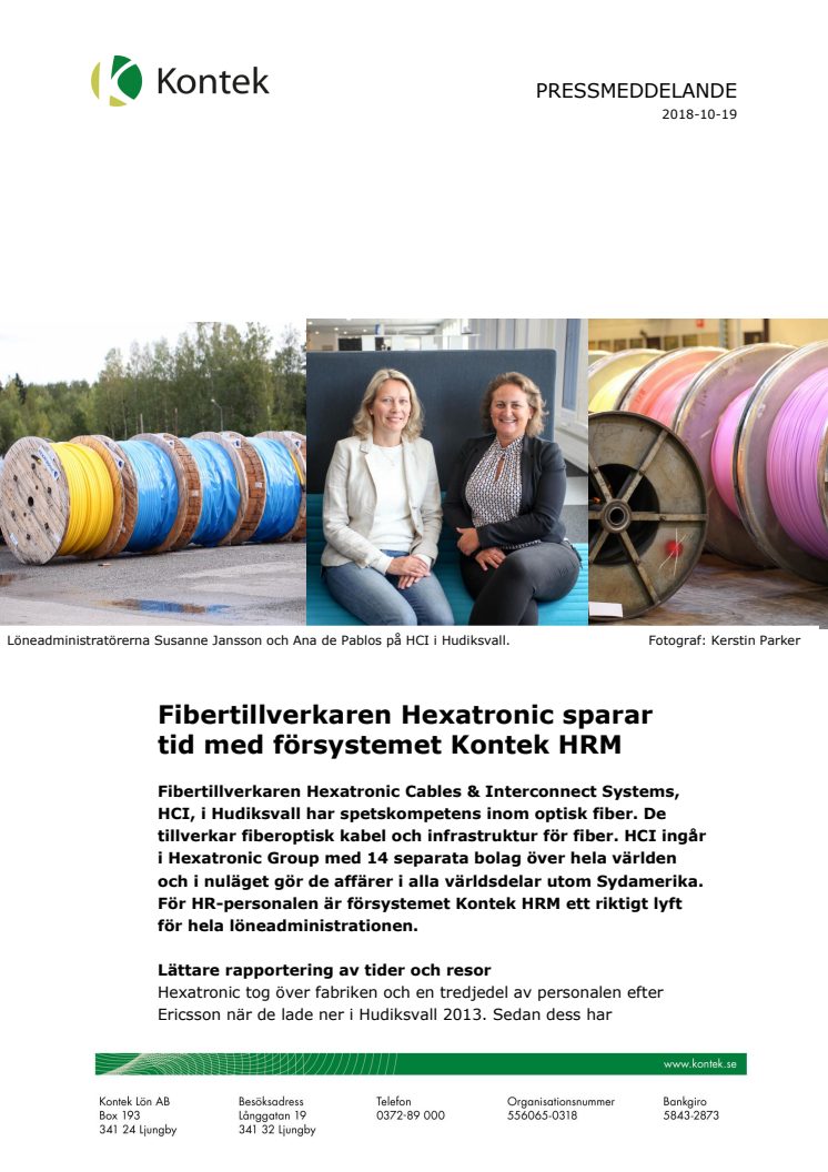 Fibertillverkaren Hexatronic sparar tid med försystemet Kontek HRM