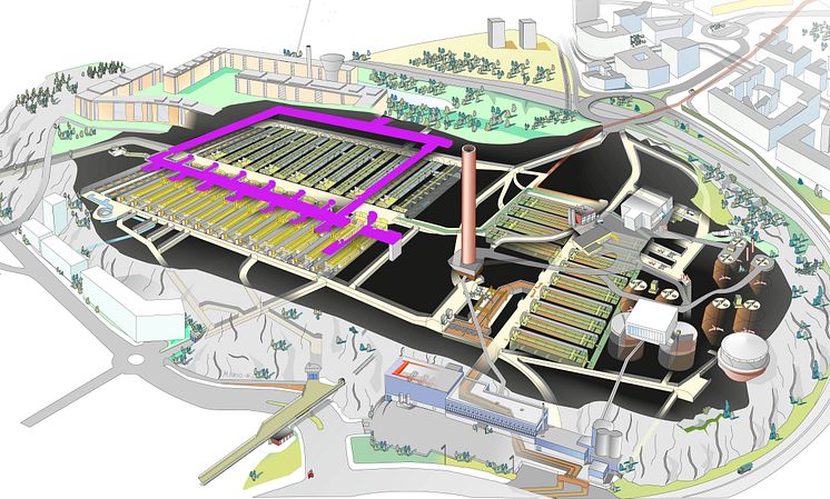 Henriksdal avloppsrening 1 markerad-tekniktunnel