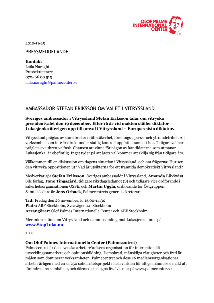 Ambassadör Stefan Eriksson om valet i Vitryssland