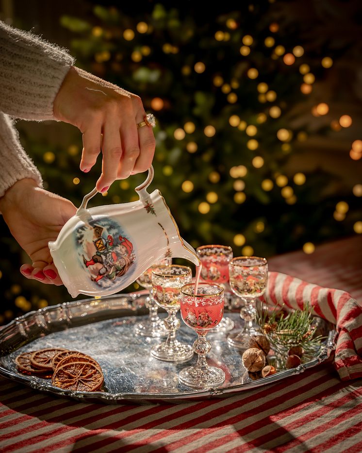 Fyrklövern Gammaldags Jul snaps & likörglas 6 cl, kanna 50 cl