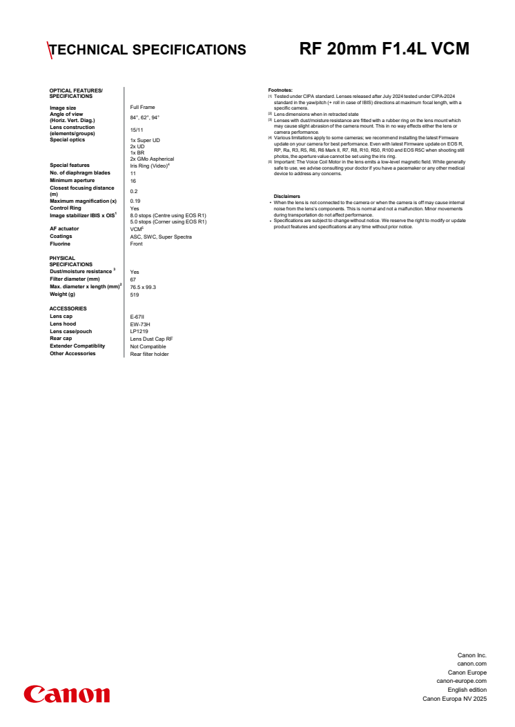 Teknisk specifikation Canon Canon RF 20mm F1.4L VCM.pdf