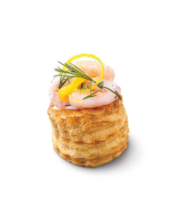 Zeta vol-au-vent med skagenröra, räkor, dill och citron