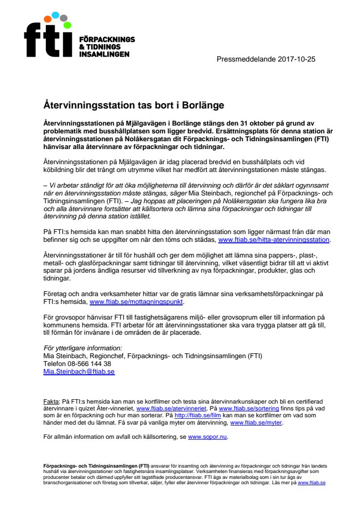 Återvinningsstation tas bort i Borlänge