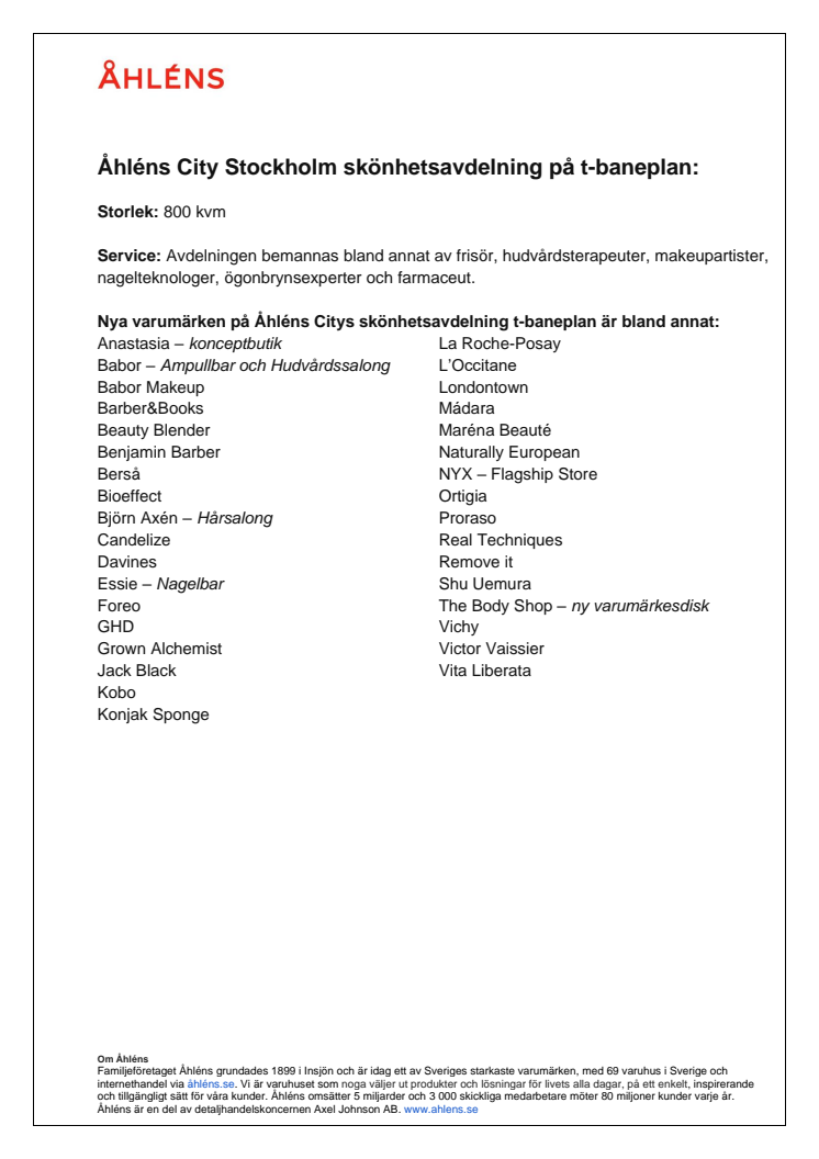 Nordens största skönhetsavdelning öppnar på Åhléns City 