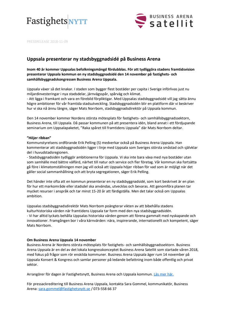 Uppsala presenterar ny stadsbyggnadsidé på Business Arena 