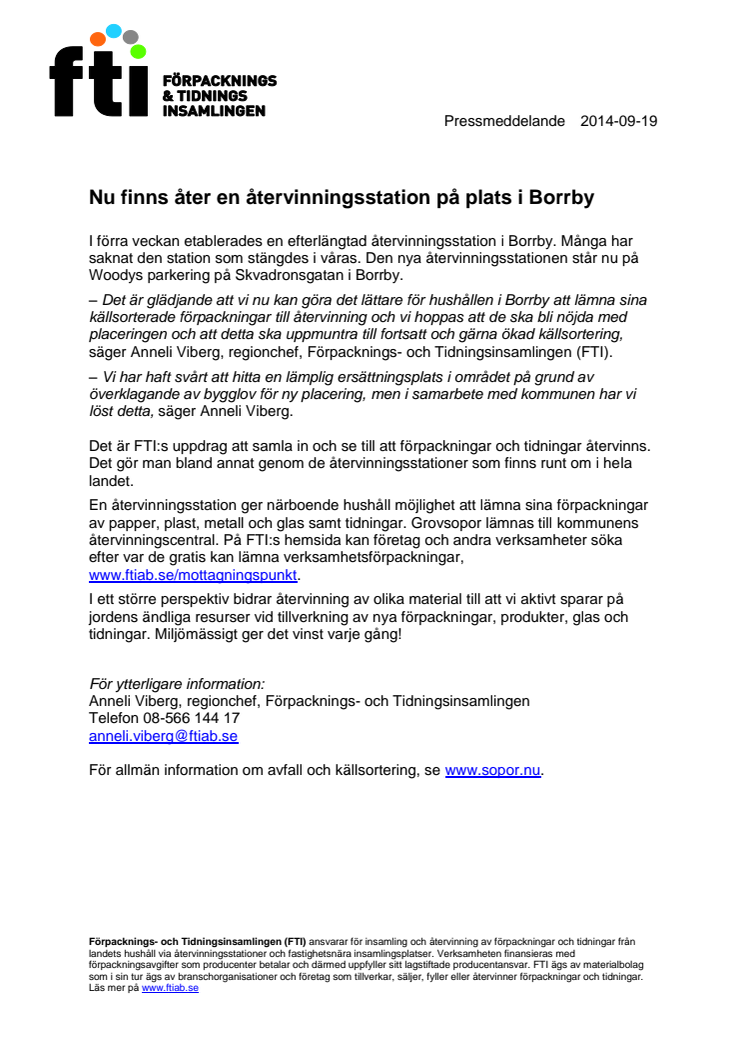 Nu finns åter en återvinningsstation på plats i Borrby