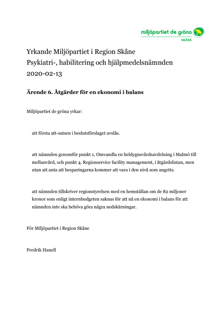MP:s yrkande om att dra tillbaka besparingarna i PHHN