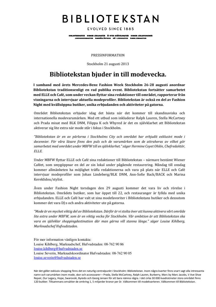 Bibliotekstan bjuder in till modevecka.