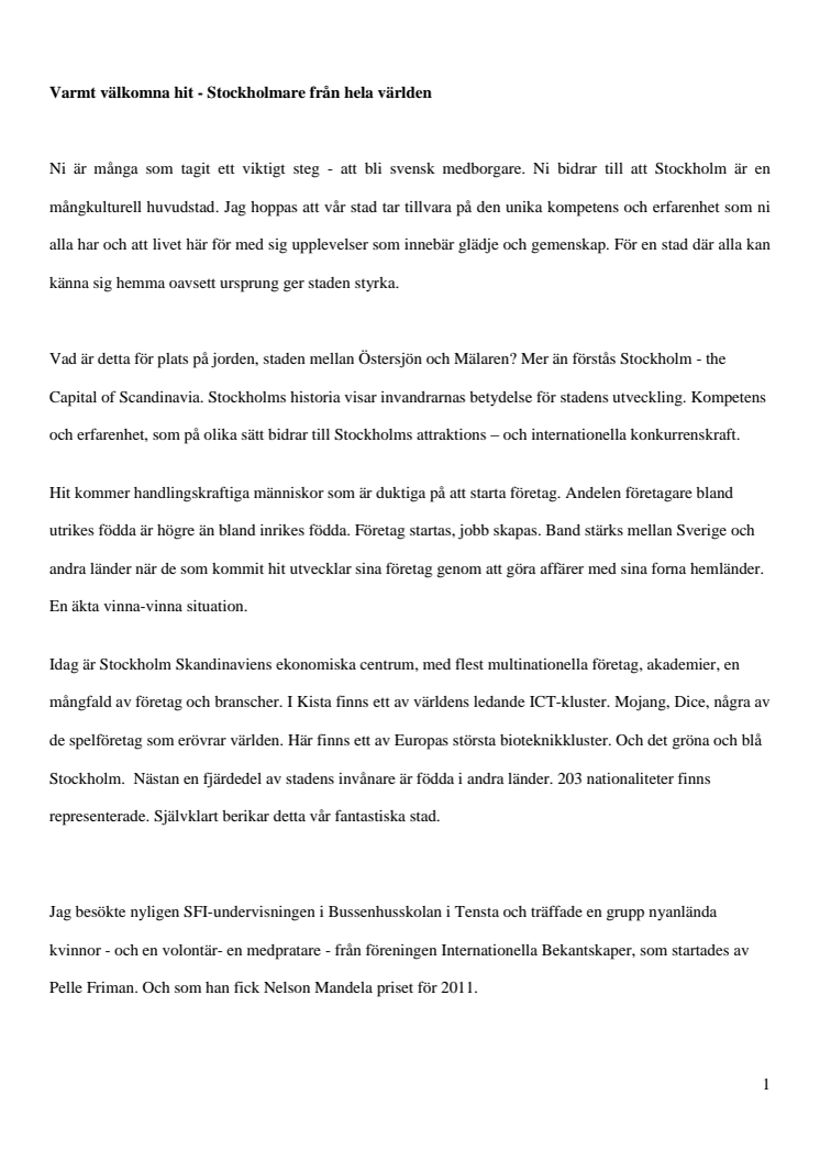 Ulla Hamilton (M): Nelson Mandelapristagaren 2013 belönad i stadshuset