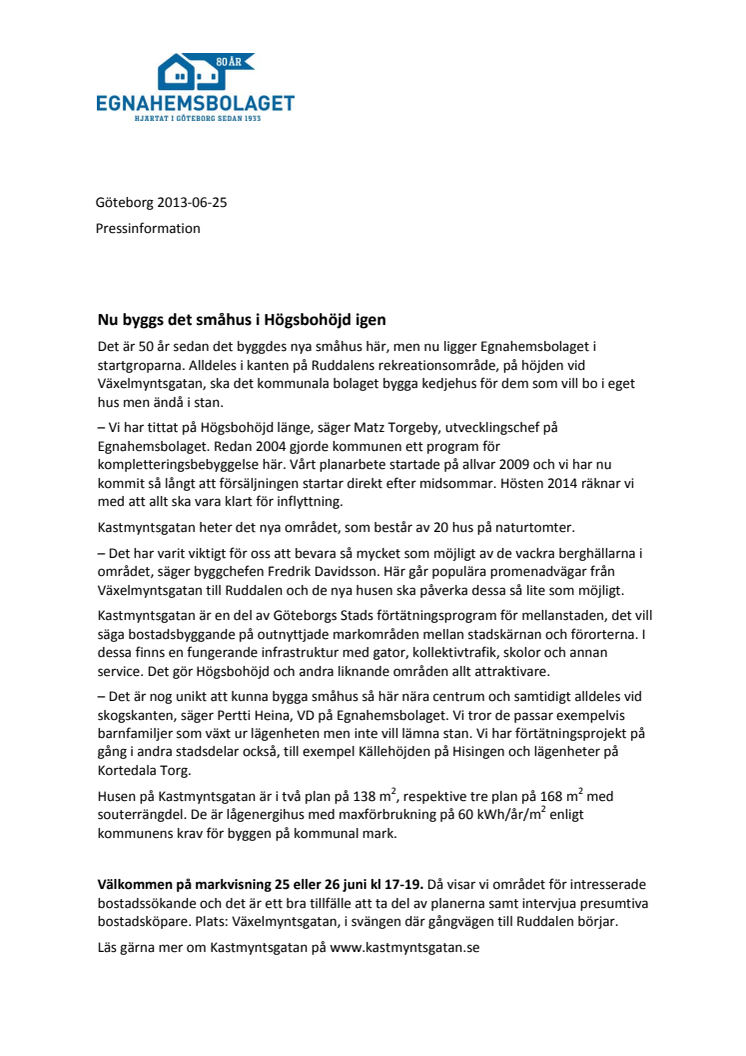 Nu byggs det småhus i Högsbohöjd igen