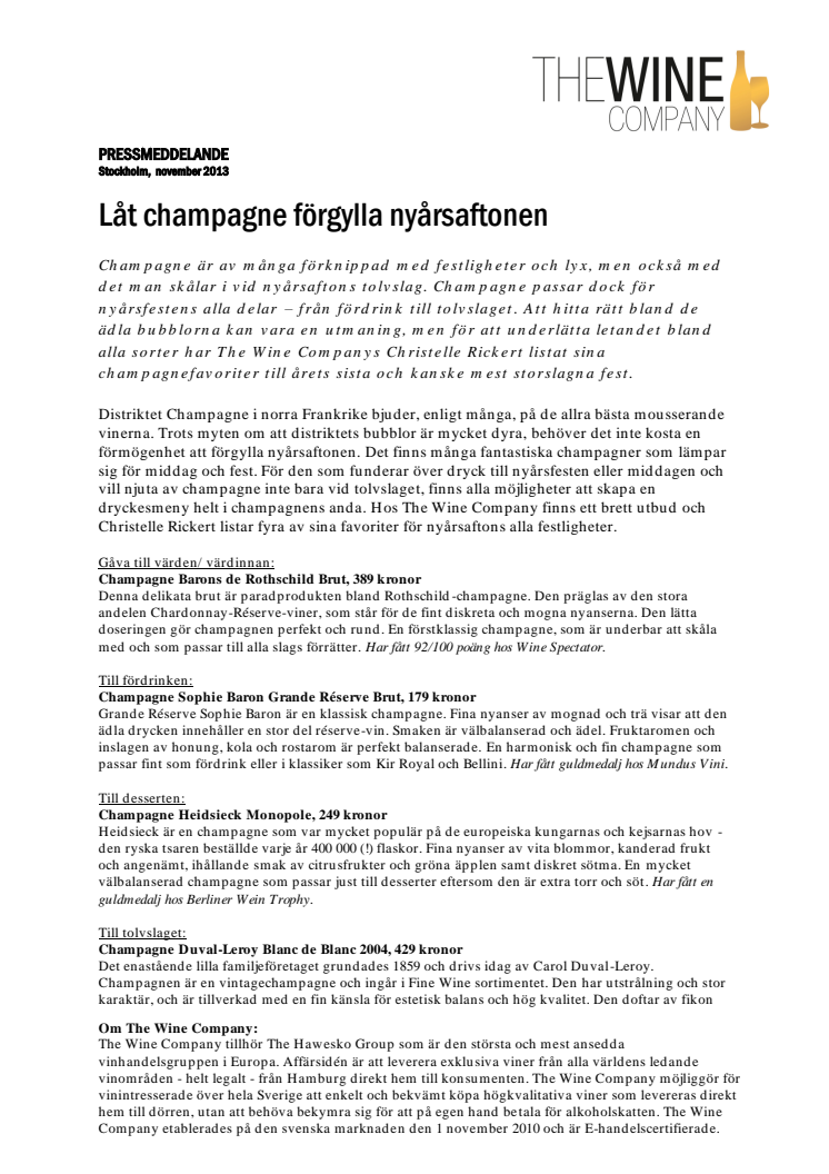 Låt champagne förgylla nyårsaftonen 