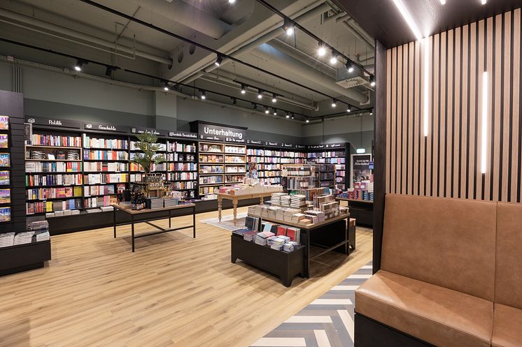 Der neu gestaltete Innenbereich der Thalia Buchhandlung in der PlusCity
