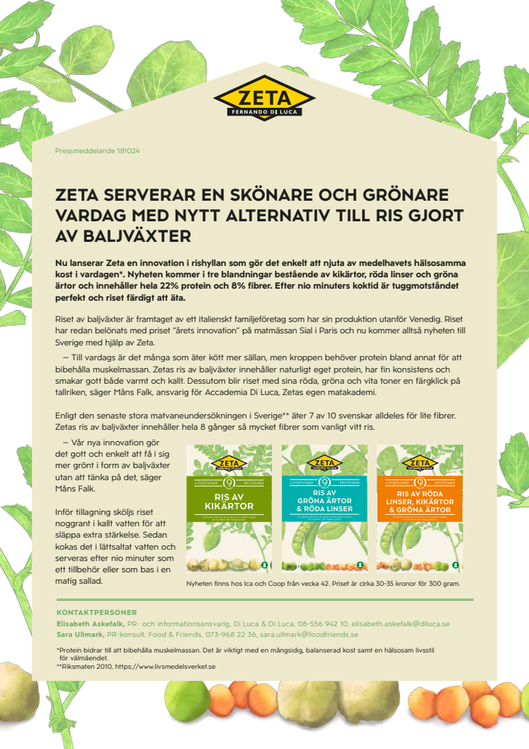 Zeta serverar en skönare och grönare vardag med nytt alternativ till ris gjort av baljväxter