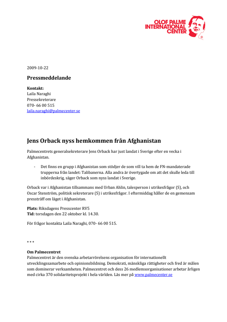 Jens Orback nyss hemkommen från Afghanistan
