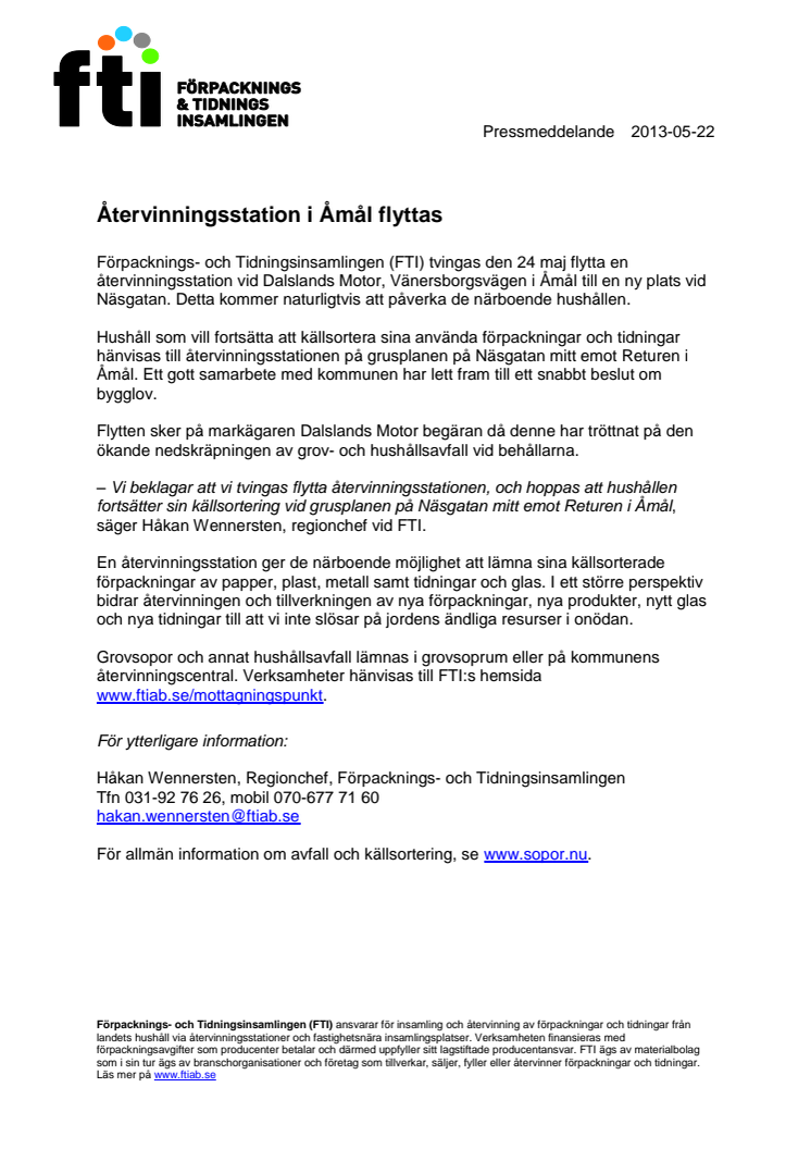 Återvinningsstation i Åmål flyttas