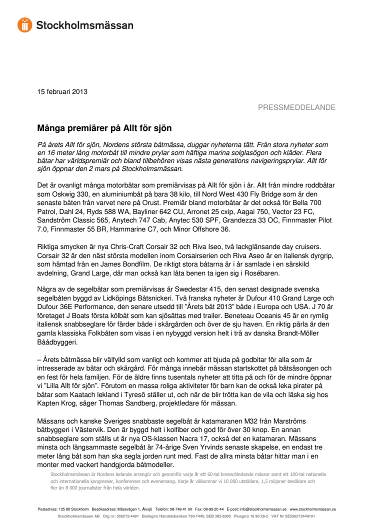 Många premiärer på Allt för sjön