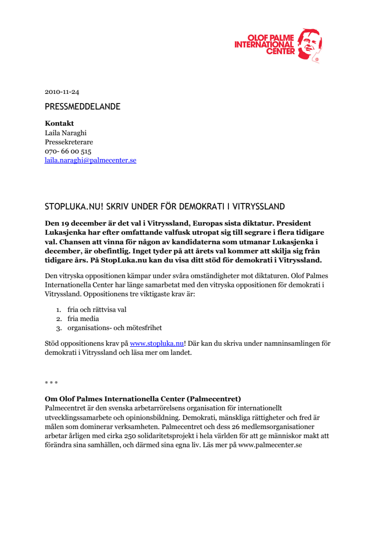 StopLuka.nu! Skriv under för demokrati i Vitryssland
