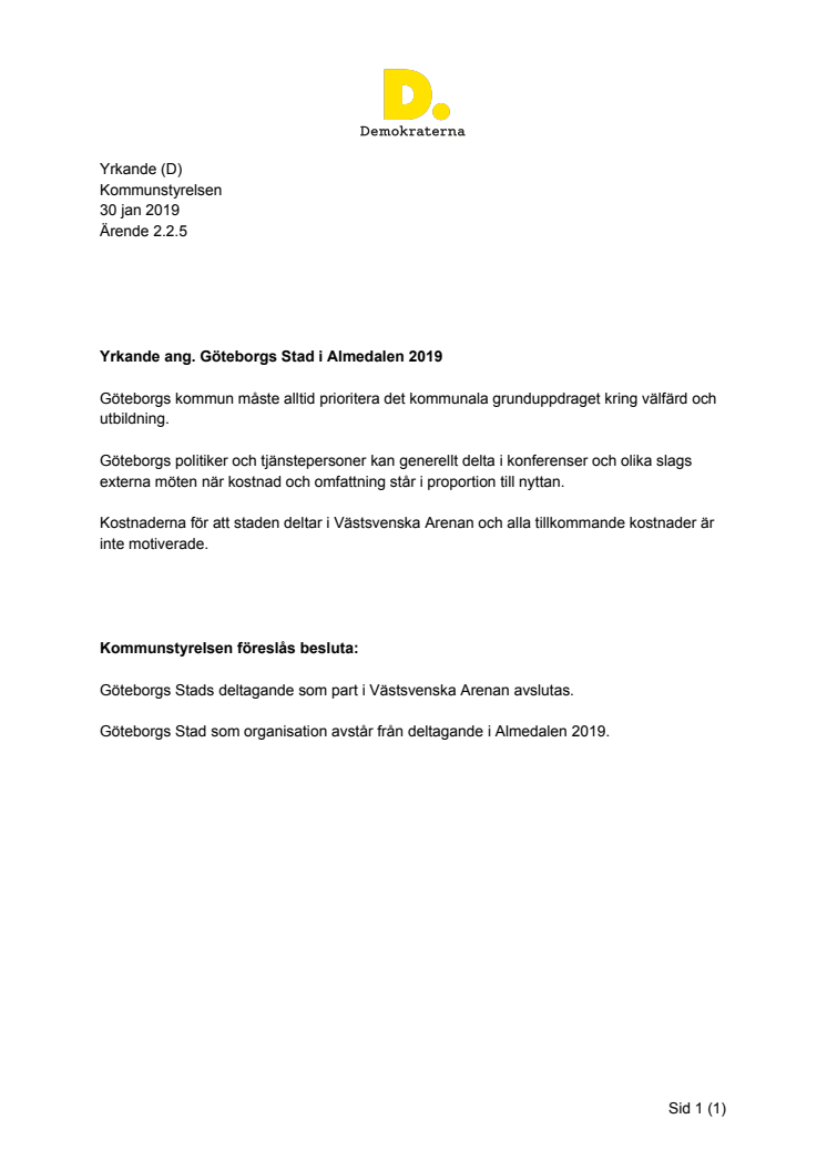 Samlad handling Almedalen