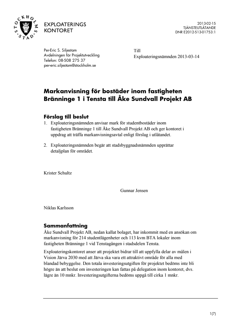 Joakim Larsson (M)/Ole-Jörgen Persson (M): Ny studentskrapa i Tensta