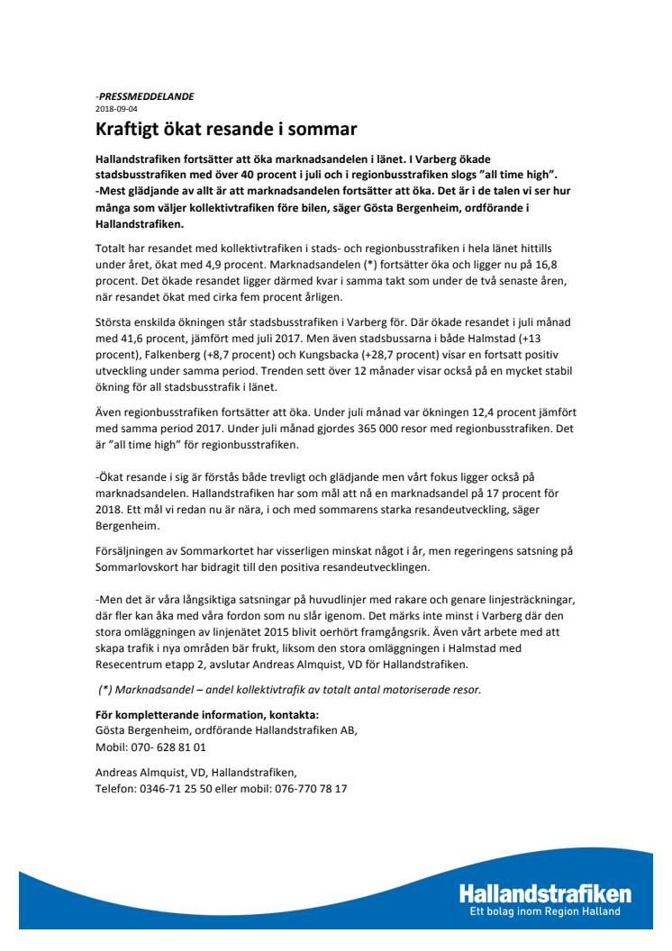Kraftigt ökat resande i sommar