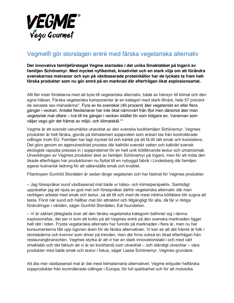 Vegme® gör storslagen entré med färska vegetariska alternativ  
