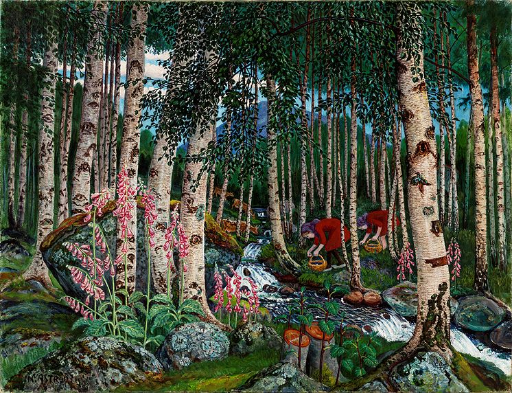 Nikolai Astrup: Revebjeller / Foxgloves, olje på lerret, ca 1920