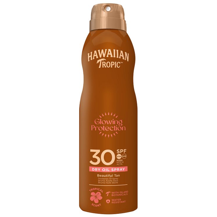 950136 Hawaiian Tropic Glowing Protection CS SPF30 180mL CAN 5099821002282 Front
