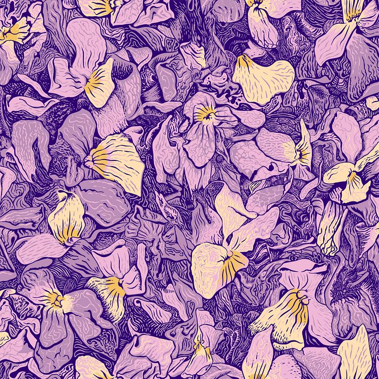 Meriç Algün with Johan Hjerpe, Purple with Love's Wound, 2024. Wallpaper pattern, surface printing. Courtesy the artist.jpg