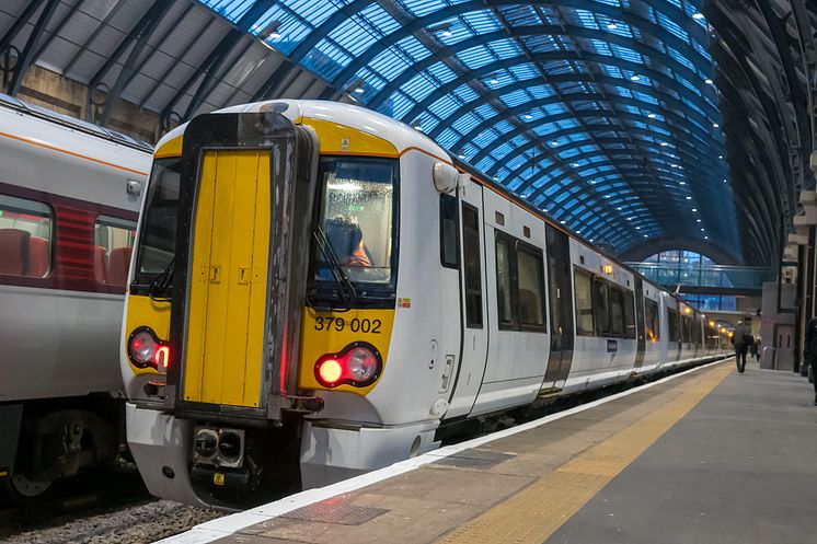 Class 379002 and 022 waits in Platform 4 at King's Cross for its inaugral passenger service with Great Northern to Letchworth Garden City 10 Feb 2025 v2.jpeg
