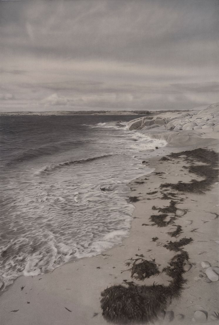 Gunnel Wåhlstrand, Sandhaken, 2020. Tusch på papper, 185 x 132 cm (inkl. ram). 