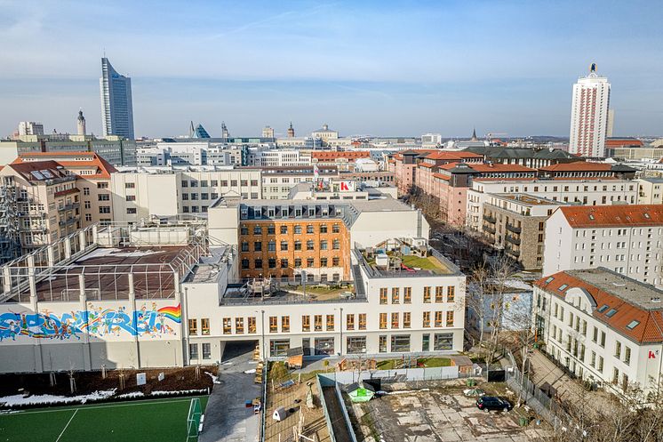 Blick auf den Rahn Education Campus Leipzig