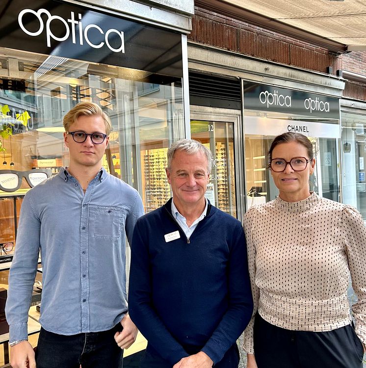 Adam Lorin, Anders Fejne och Jessica Lorin från Optica